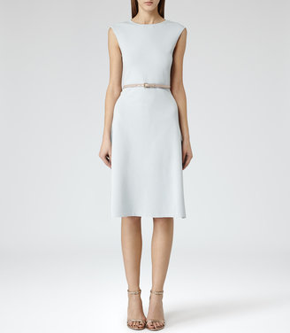 Reiss Alana STRUCTURED FIT AND FLARE DRESS ABYSSAL BLUE