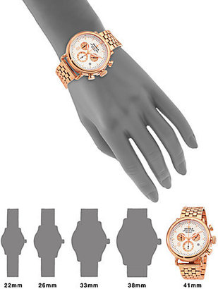 Rosegold Shinola Runwell Rose Goldtone PVD Stainless Steel Contrast Chronograph Bracelet Watch