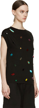 Stella McCartney Black Gem Embellished Sleeveless T-Shirt