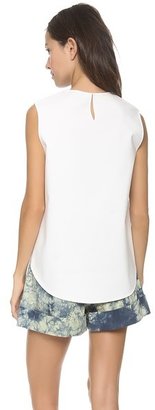 3.1 Phillip Lim High Low Hem Tank with Leather Detail