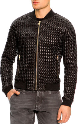 Dolce & Gabbana Ruched Nylon Bomber Jacket, Black