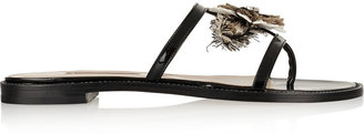 Oscar de la Renta Wissy embellished patent-leather sandals