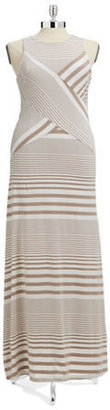 LORI MICHAELS Sleeveless Striped Maxi Dress --