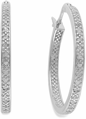 Townsend Victoria Rose-Cut Diamond Hoop Earrings in 18k Gold over Sterling Silver or Sterling Silver (1/4 ct. t.w.), 26.50mm