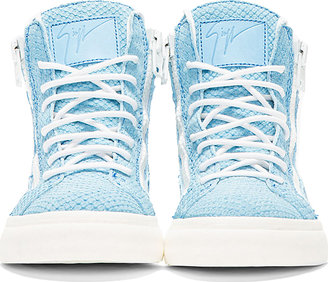 Giuseppe Zanotti Powder Blue Etched High-Top Sneakers