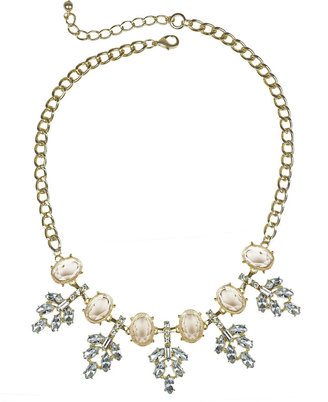 Lovestruck LOVE STRUCK love struck Gold-Tone Crystal & Simulated Pearl Leaf Necklace