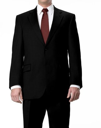 Jos. A. Bank Signature 2-Button Wool Suit with Plain Front Trousers- Black Herringbone- Extended Sizes