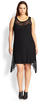 Eileen Fisher Eileen Fisher, Sizes 14-24 Scoopneck Mesh-Overlay Dress