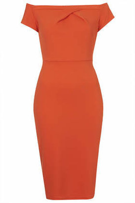Topshop Womens **Cold Shoulder Midi Dress by Love - Orange