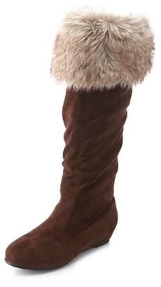 Charlotte Russe Faux Fur-Cuffed Knee-High Boots
