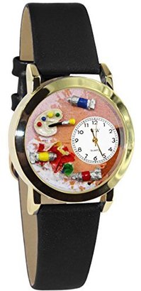Whimsical Watches Women's C0410001 Classic Gold Artist Black Leather And Goldtone Watch