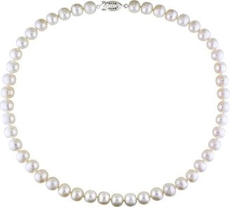 Nobrand Cultured Freshwater Pearl Necklace in Sterling Silver - White