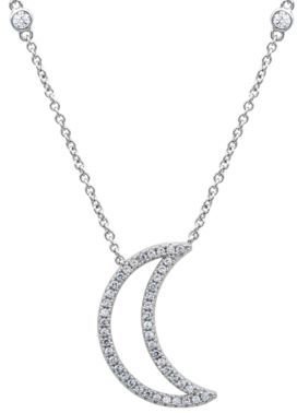 Crislu Platinum & Cubic Zirconia Moon Pendant Necklace