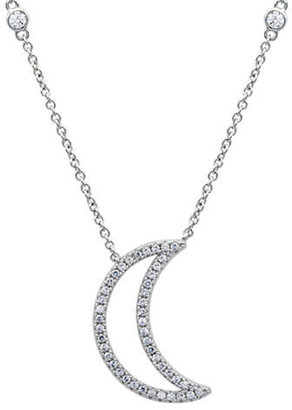 Crislu Platinum & Cubic Zirconia Moon Pendant Necklace
