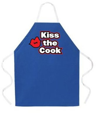 Attitude Aprons Fully Adjustable "Kiss the Cook" Apron, Dark Blue