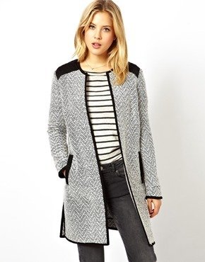 ASOS Light Weight Coat With Quilted Shoulder - Mono