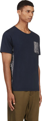 White Mountaineering Navy Patterned Trim T-Shirt