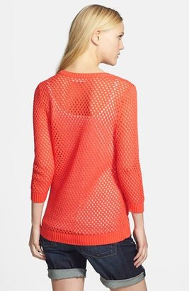 Vince Camuto Placed Pointelle V-Neck Sweater