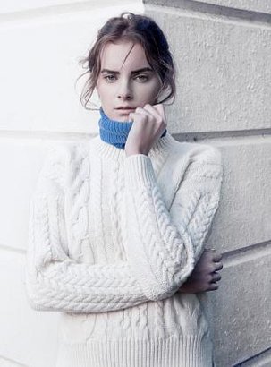 J.Won Soft White Cable Knit Sweater