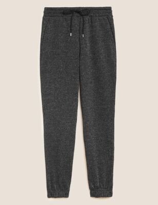 M&S Collection Cotton Rich Metallic Tapered Joggers