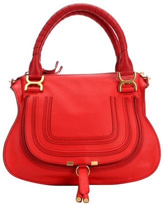 Chloé plaid red leather 'Marcie' convertible tote bag