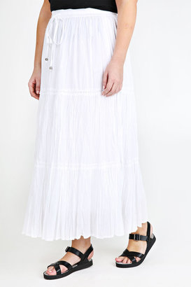 Yours Clothing White Cotton Voile Maxi Skirt With Crochet Detail - PETITE
