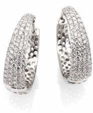 Roberto Coin Scalare Diamond & 18K White Gold Hoop Earrings/0.75"