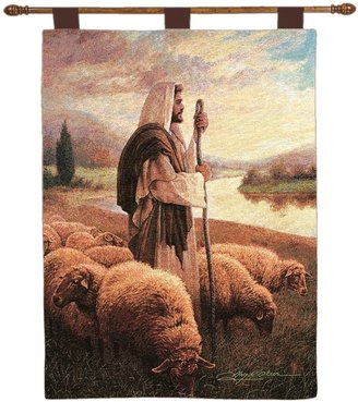 Olsen Manual Inspirational Collection 26 X 36-Inch Wall Hanging and Finial Rod, Good Shepherd by Greg