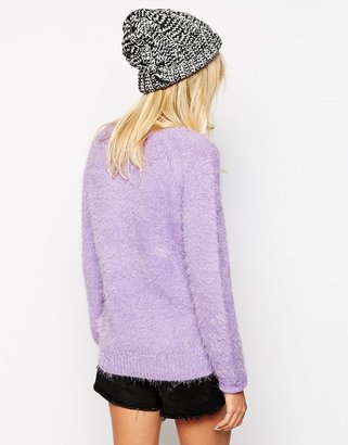 Wildfox Couture Oversized Jumper In Fluffy Fabric With Front Logo