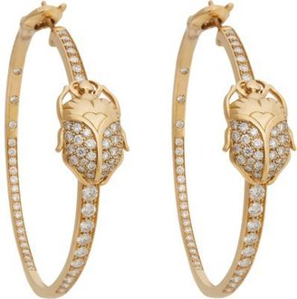 Aurélie Bidermann Fine Diamond & Gold Scarab Hoop Earrings