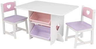 Kid Kraft Heart Table and Chair Set with Pastel Bins