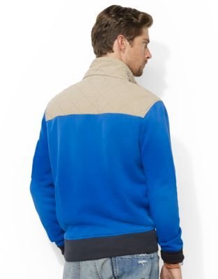 Polo Ralph Lauren Color-Blocked Weathered-Fleece Mockneck Pullover