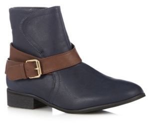 Mantaray Navy strap design ankle boots