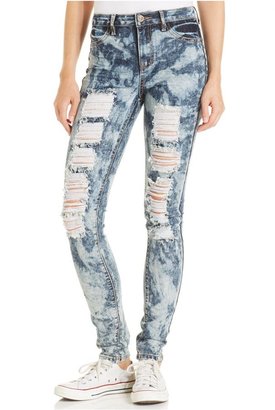 Dollhouse Juniors' Destroyed Acid-Wash High Rise Skinny Jeans