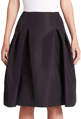 Carolina Herrera Night Collection Silk Faille Pleated Skirt