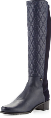 Stuart Weitzman Guard Quilted Leather Knee Boot, Navy