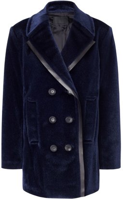 Alexander Wang Galaxy Blue Faux Fur Pea Coat