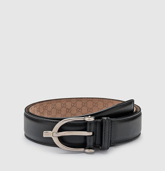 Gucci Black Leather Belt With Spur Buckle