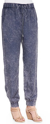 French Connection Industrial Acid Wash Draped Trousers, Siberian Shadow
