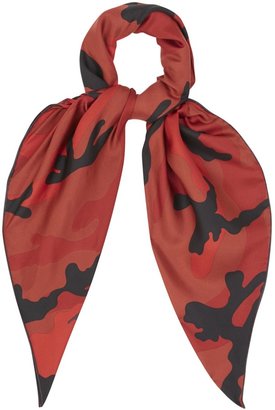 RED Valentino Valentino Red camouflage print silk scarf