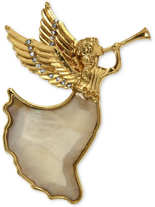 Jones New York Brooch, Gold-Tone Glass Crystal Angel Pin