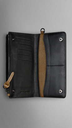 Burberry Studded Grainy Leather Folding Wallet