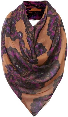 Helene Berman Lace print silk square scarf