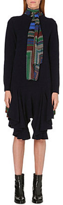 Sacai Chiffon-detail knitted dress