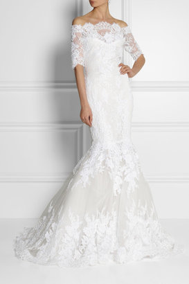 Marchesa Embellished lace and tulle gown