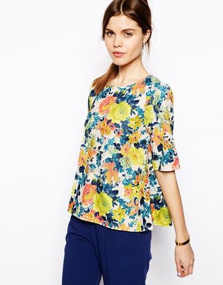 ASOS Textured T-Shirt in Large Floral Print
