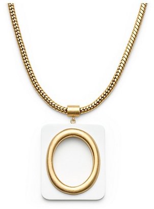Tory Burch Oval Pendant Chain Necklace