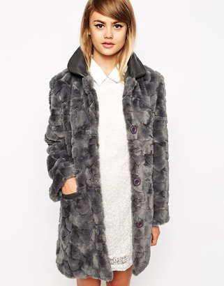 Little White Lies Faux Fur Coat With PU Collar