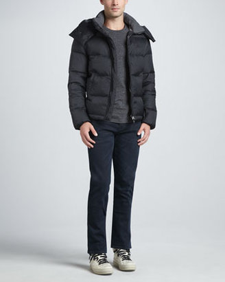 Burberry Puffer Jacket with Check Hood, Black