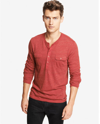 Express long sleeve two pocket tri-blend henley tee